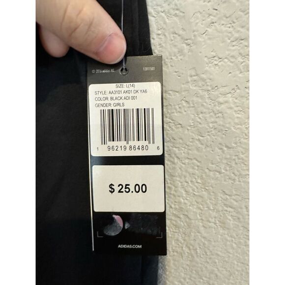 NWT Adidas Girls Size Large Athletic Floral Sleeveless Tank Top Crewneck Black - Picture 4 of 4